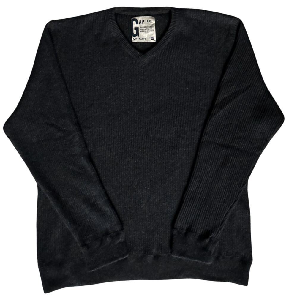 Gap USA Mens Sweater Long Sleeve Size XXL Dark Gray Ribbed Knit Vintage Y2K Goth